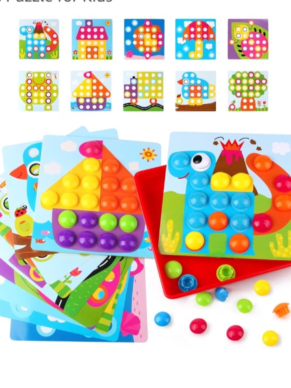 Bright Colorful Button Nail Puzzle For Color Sorting Game For Toddlers And Kids